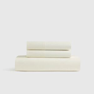 NWT QUINCE Classic Organic Percale Fitted Sheet Set Full Ivory 1282